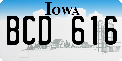 IA license plate BCD616