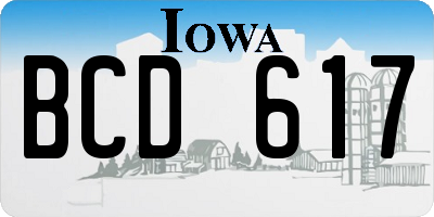 IA license plate BCD617