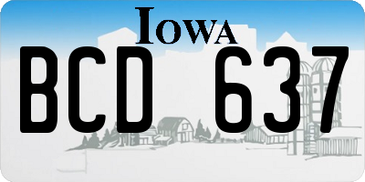 IA license plate BCD637