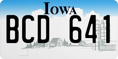 IA license plate BCD641