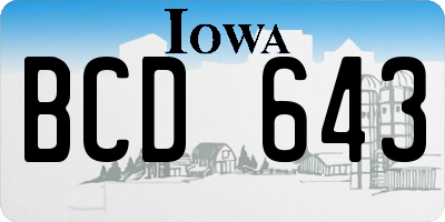 IA license plate BCD643