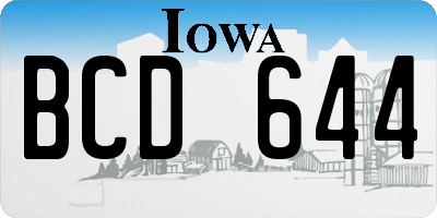 IA license plate BCD644