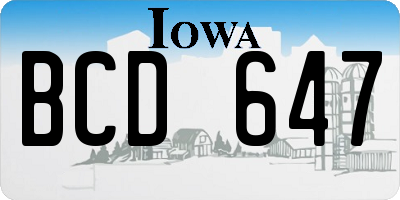 IA license plate BCD647