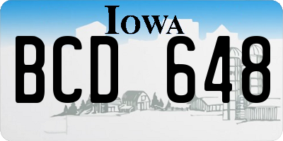 IA license plate BCD648