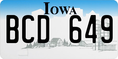 IA license plate BCD649