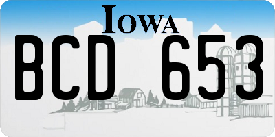 IA license plate BCD653