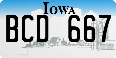 IA license plate BCD667