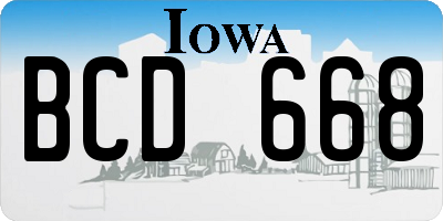 IA license plate BCD668