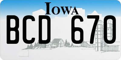 IA license plate BCD670