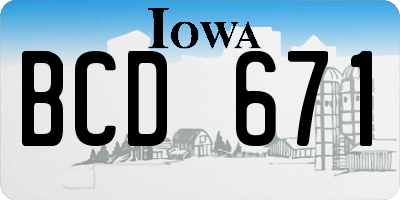 IA license plate BCD671