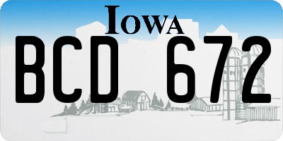 IA license plate BCD672
