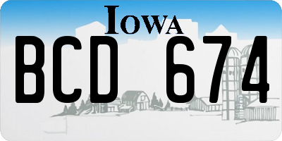 IA license plate BCD674