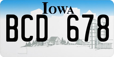 IA license plate BCD678