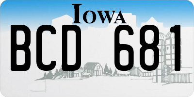IA license plate BCD681