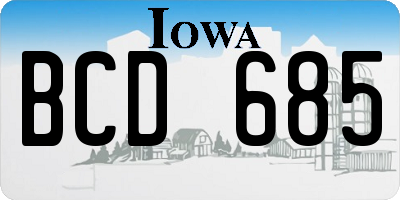 IA license plate BCD685