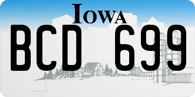 IA license plate BCD699