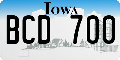 IA license plate BCD700