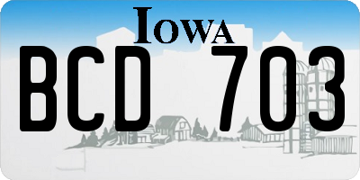 IA license plate BCD703