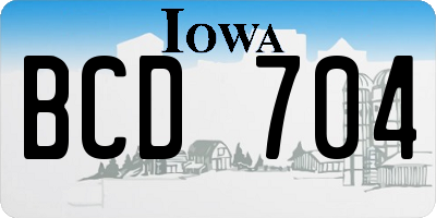IA license plate BCD704