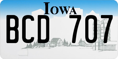 IA license plate BCD707