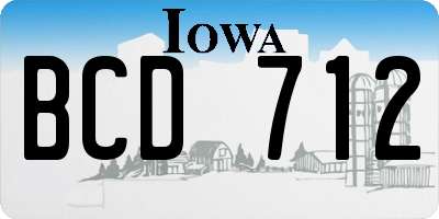 IA license plate BCD712