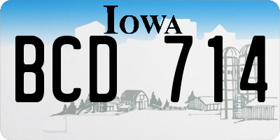 IA license plate BCD714