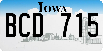 IA license plate BCD715