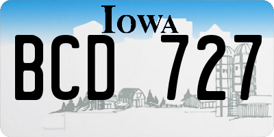 IA license plate BCD727