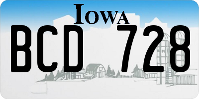 IA license plate BCD728