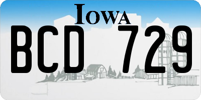 IA license plate BCD729