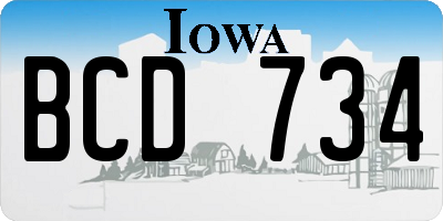 IA license plate BCD734