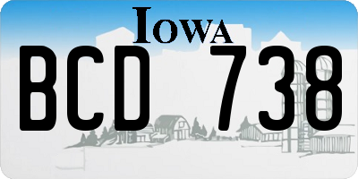 IA license plate BCD738
