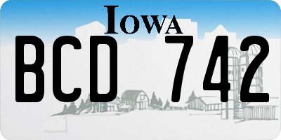 IA license plate BCD742
