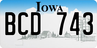 IA license plate BCD743