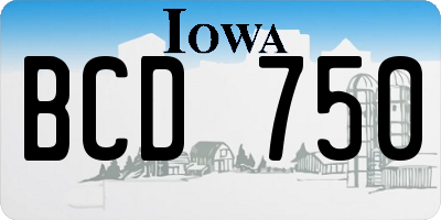 IA license plate BCD750