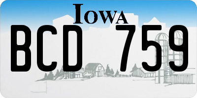 IA license plate BCD759