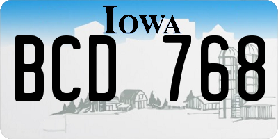 IA license plate BCD768