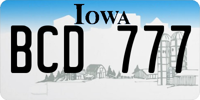 IA license plate BCD777