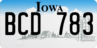 IA license plate BCD783