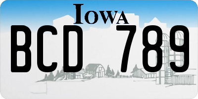 IA license plate BCD789