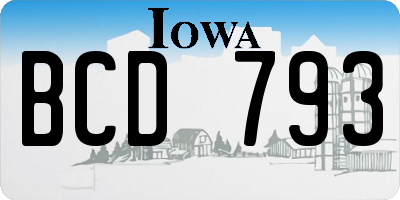 IA license plate BCD793