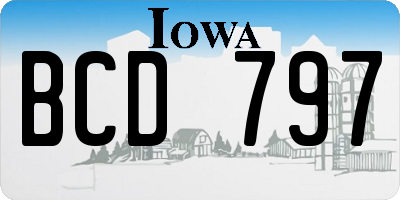 IA license plate BCD797