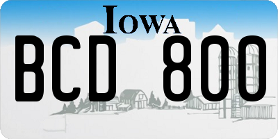 IA license plate BCD800