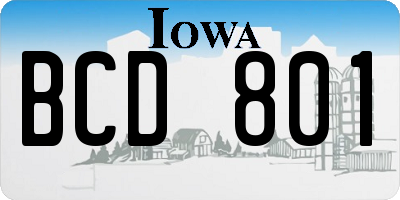 IA license plate BCD801