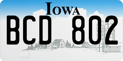 IA license plate BCD802