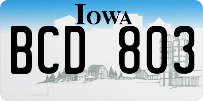 IA license plate BCD803