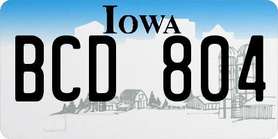 IA license plate BCD804