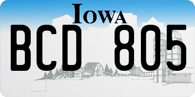 IA license plate BCD805