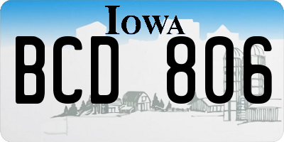 IA license plate BCD806