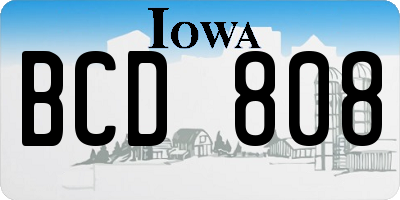 IA license plate BCD808